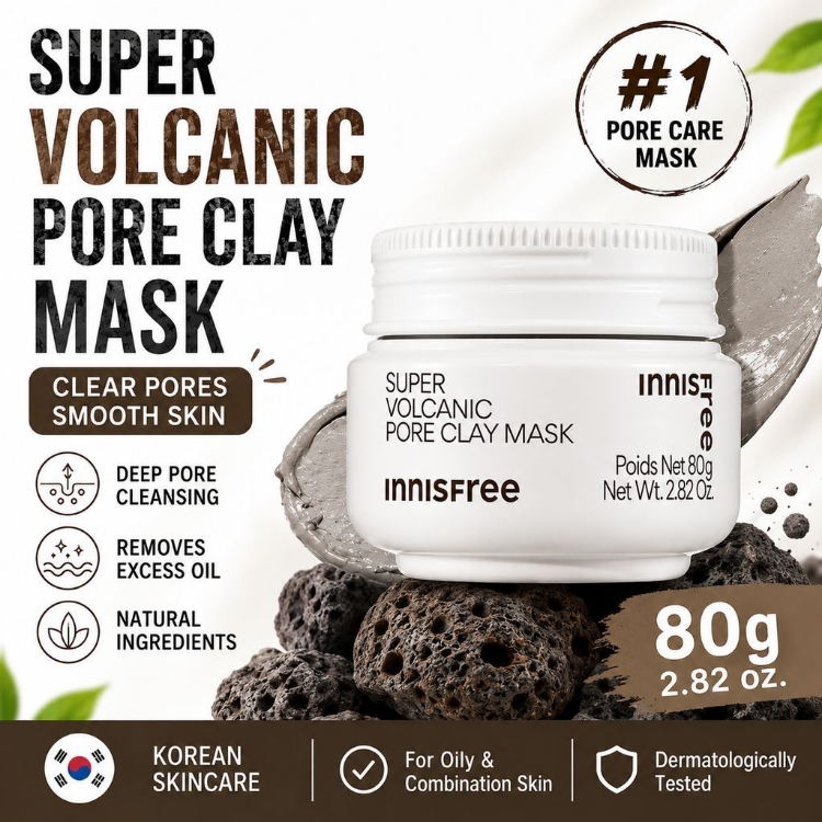 Изображение на МАСКА ЗА ПОРИТЕ С ВУЛКАНИЧНА ГЛИНА  Innisfree  Super Volcanic Pore Clay Mask 80g